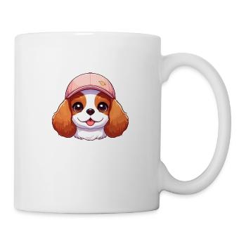 Chien Cavalier King Charles chien - casquette rose - Mug blanc - blanc - Droite