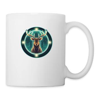 Hirsch im Weihnachtsschmuck, Liebeshirsche - Tasse - Weiß - Rechts