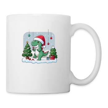 Cute Dino Santa Hat Cartoon Christmas Dinosaur - Mug - white - Right