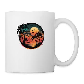 Beautiful sunset on an island in the ocean - Mug - white - Right