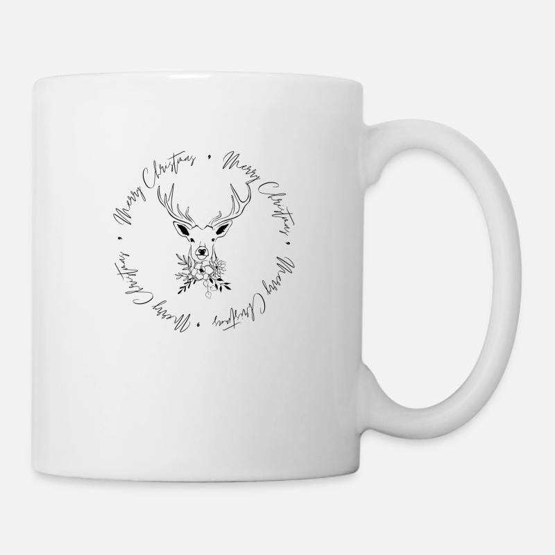 Merry Deer Circle - black - Mug - white