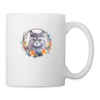 Britisch Kurzhaar Katze Boho Elements, Katzen - Tasse - Weiß - Rechts