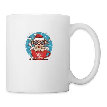 Weihnachts Welpe in Tasse - Merry Christmas - Tasse - Weiß - Rechts