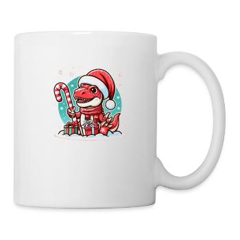 Dinosaure rouge de Noël - Mug blanc - blanc - Droite