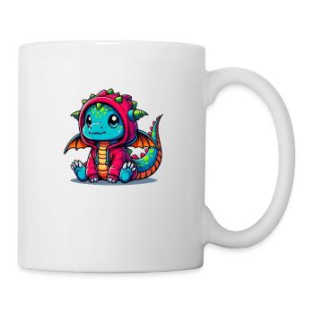 Babydrachen mit Hoddie - Tasse - Weiß - Rechts