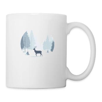 Cerf solitaire Noël Hiver Neige Forêt Paysage - Mug blanc - blanc - Droite