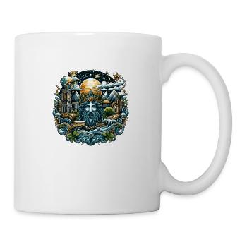 Bearded Man with City and Mountains - Mug - white - Right