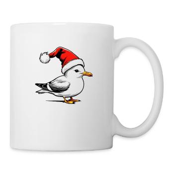 Weihnachts-Möwe mit Mütze - Tasse - Weiß - Rechts