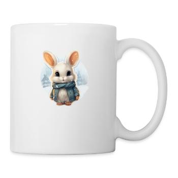 Häschen im Schnee mit Schal und Jacke - Tasse - Weiß - Rechts