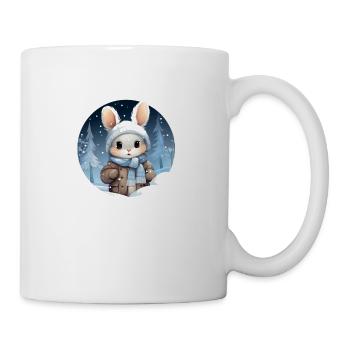 Lapin mignon chaudement enveloppé dans la forêt d’hiver - Mug blanc - blanc - Droite