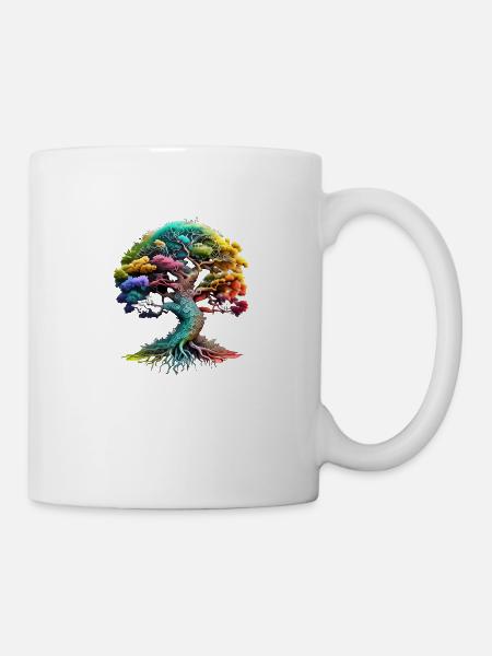 Lebensbaum Meditation Keltischer Baum des Lebens - Tasse - Weiß