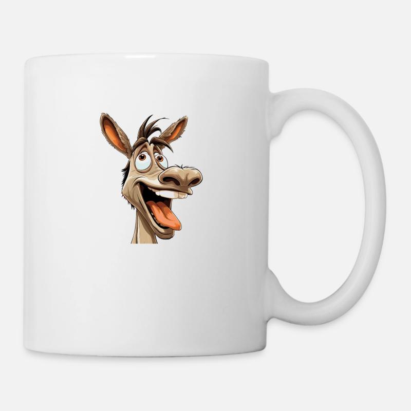 Crazy Esel Comic Motiv - Verrückter Cooler Esel - Tasse - Weiß