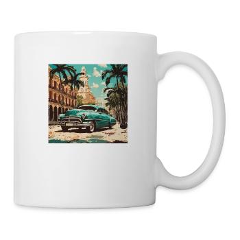 Voitures de collection à La Havane - Mug blanc - blanc - Droite