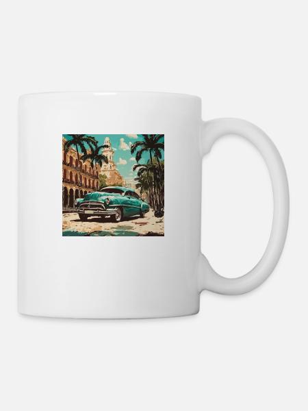 Oldtimer in Havanna - Tasse - Weiß