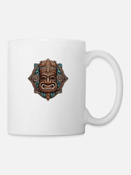 Tiki Beach - Polynesien Statue - Tasse - Weiß