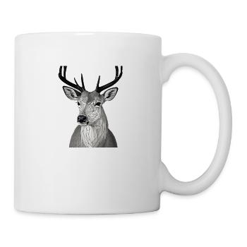 Modernes Reh - Tasse - Weiß - Rechts