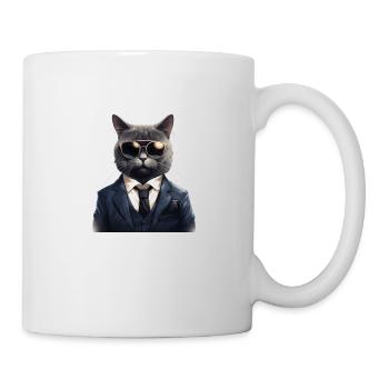 Katze in Anzug - Tasse - Weiß - Rechts