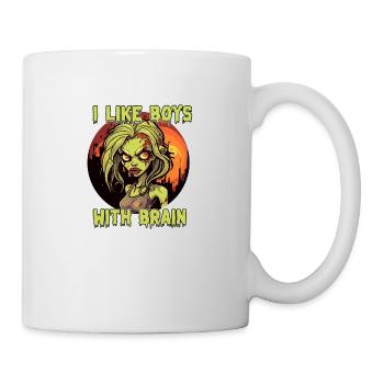 Zombie - I LIKE BOYS WITH BRAIN - Tasse - Weiß - Rechts