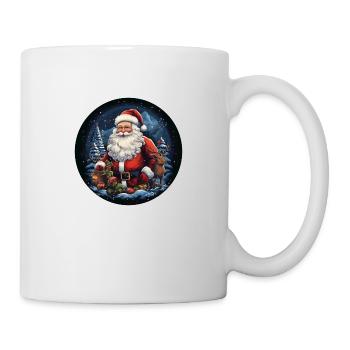 Weihnachtsmann an Weihnachten mit Geschenken - Tasse - Weiß - Rechts