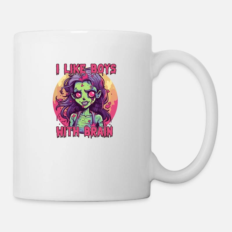 Zombie - I LIKE BOYS WITH BRAIN - Mug - white