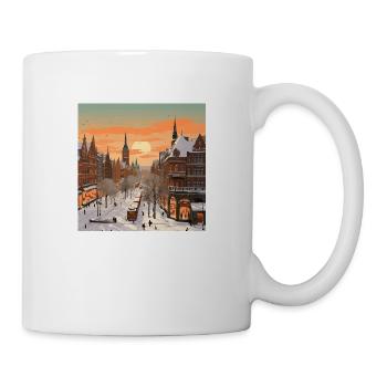 Schnee Winter Sonnenuntergang Weihnachten - Tasse - Weiß - Rechts