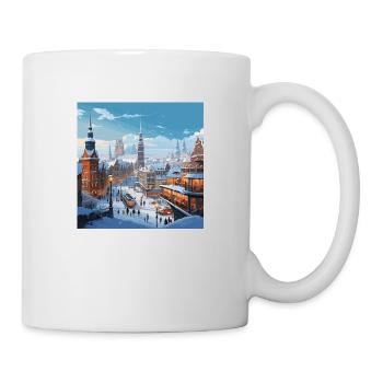 Verschneite Stadt Winter Weihnachten - Tasse - Weiß - Rechts