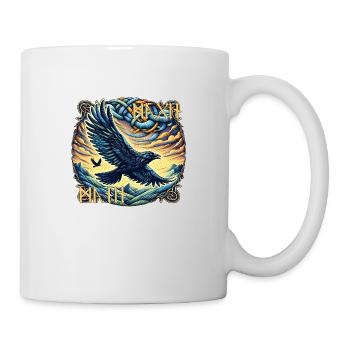 Hugin & Munin - Odins Raben mit Runenschrift - Tasse - Weiß - Rechts