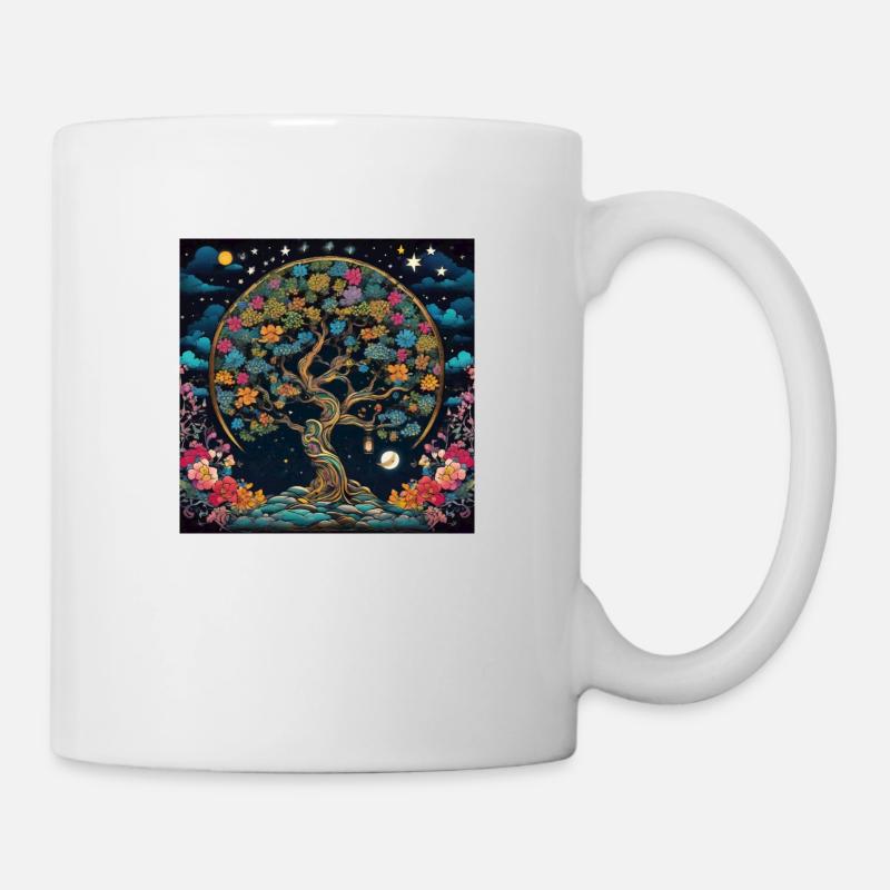Arbre de vie, Arbre de vie, Graffiti, planètes - Mug blanc - blanc