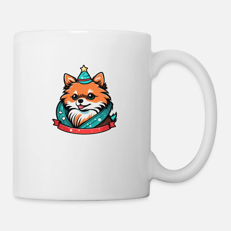 Pomeranian Christmas Illustration - Mug - white