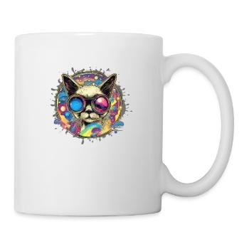 Siamese cat,cat,illustration,graffiti,colorful,glasses - Mug - white - Right