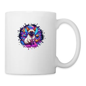 Chat siamois, chat, illustration, graffiti, coloré - Mug blanc - blanc - Droite