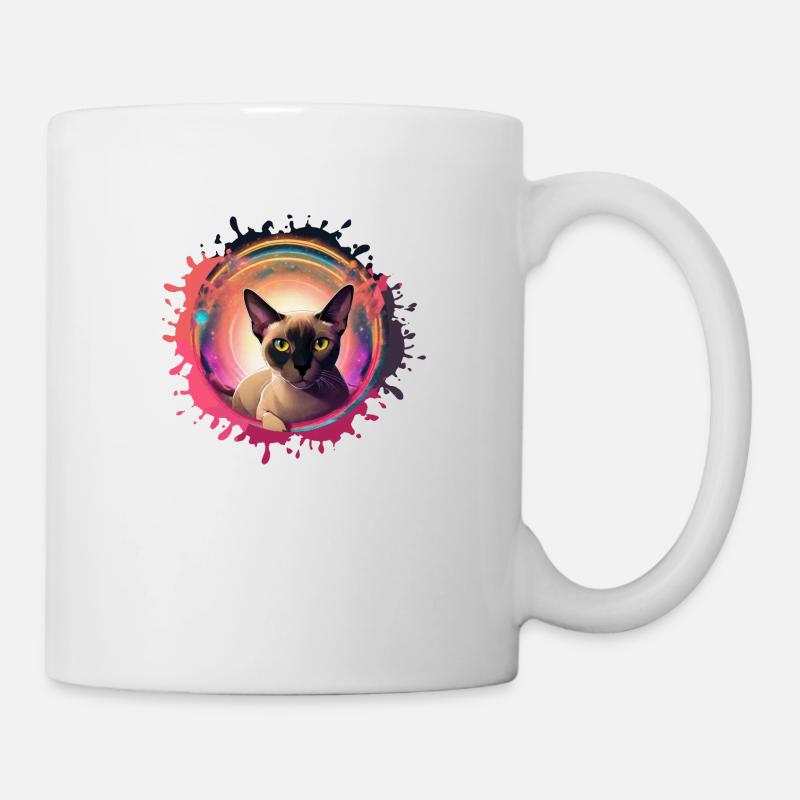Siamkatze,katze, illustration, Graffiti, bunt - Tasse - Weiß