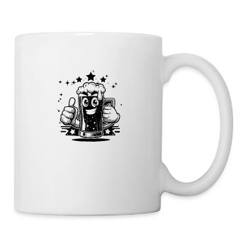 Bier mit Augen: Cartoon-Getränk mit Persönlichkeit - Tasse - Weiß - Rechts