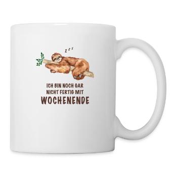 Wochenende Faultier Lustige Sprüche Humor - Tasse - Weiß - Rechts