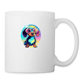 Dackel Hund Illustration - Tasse - Weiß - Rechts