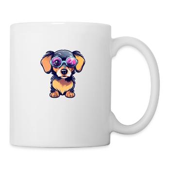 Dackel Hund Illustration - Tasse - Weiß - Rechts