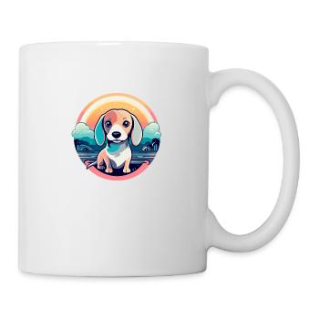 Dackel Hund Illustration - Tasse - Weiß - Rechts