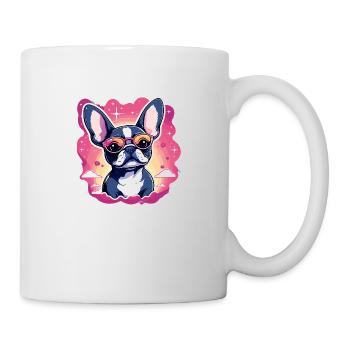 Französische Bulldogge Hund Illustration - Tasse - Weiß - Rechts