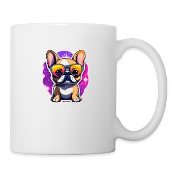 Französische Bulldogge Hund Illustration - Tasse - Weiß - Rechts