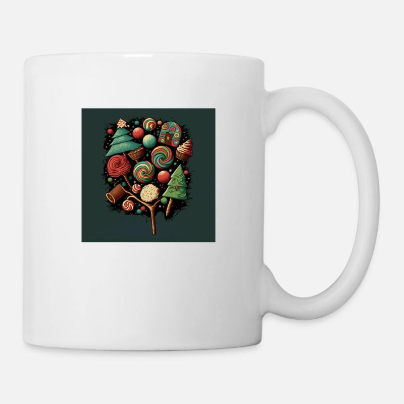buches de Noel et des bonbons vintage - Mug blanc - blanc