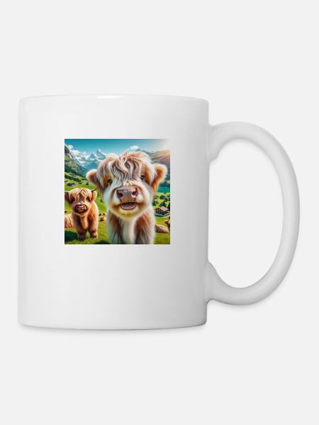 Ultra-cute, fluffy Highland cattle - Mug - white
