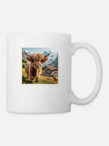 Highland cow with long shaggy fur - Mug - white