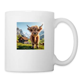 Vache Highland douce et moelleuse - Mug blanc - blanc - Droite