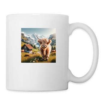 Vache Highland mignonne, douce et moelleuse - Mug blanc - blanc - Droite