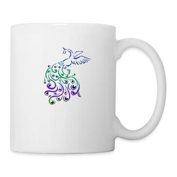 pfau tribalregenbogen elegant geschenk vogel fun - Tasse - Weiß - Rechts