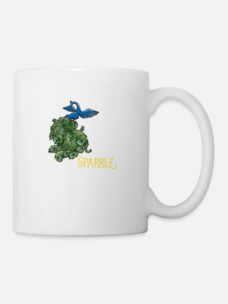 pfau bunt sparkle lustig Geschenk Vogel Spruch - Tasse - Weiß
