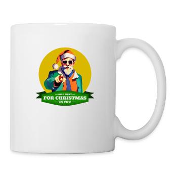 Tout ce que je veux pour Noël, c’est toi – Père Noël hipster - Mug blanc - blanc - Droite