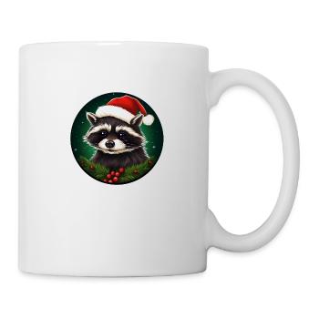 Mignon raton laveur père noël souhaite joyeux Noël - Mug blanc - blanc - Droite