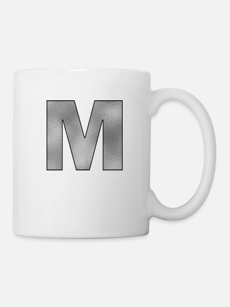 Buchstabe M Silber - Tasse - Weiß