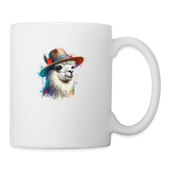 Lama avec chapeau - Mug blanc - blanc - Droite